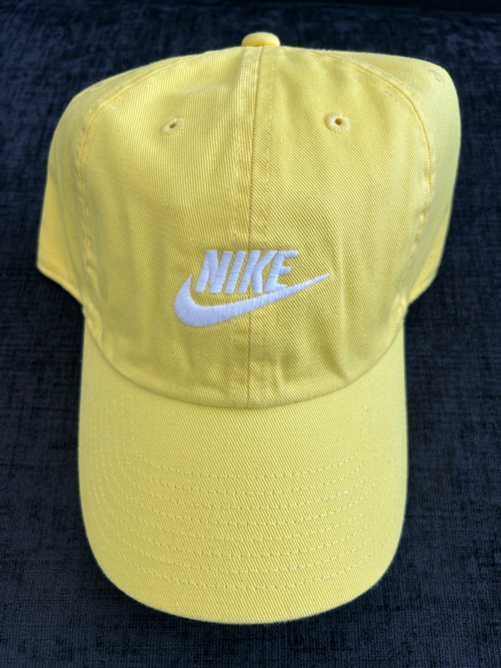 NEW Nike Logo Bright Yellow Adjustable Cap with White Swoosh Adult Unisex